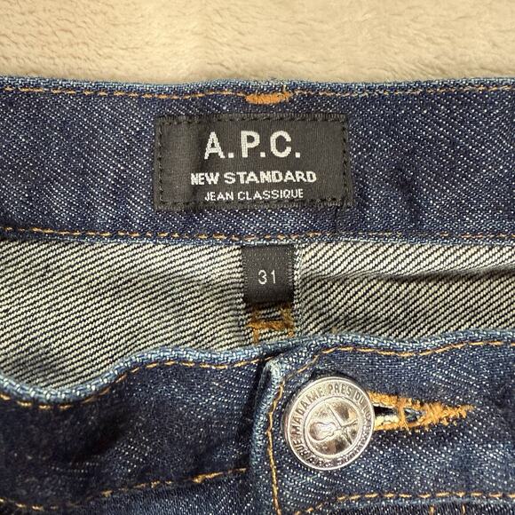 APC Selvedge Jeans New Standard Classique Size 31x32 Red Lines Slim Button Fly - Picture 4 of 12